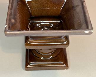 Vintage 1970s Brown Ceramic Glazed Tall Planter
wear due for a piece this age, chips in the rim, no cracks. See photos for details.
Dimensions: Approximately 6" Height x 6.5" Top Square x 4" Bottom Square
Weight: 2 Pounds
