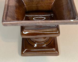 Vintage 1970s Brown Ceramic Glazed Tall Planter
wear due for a piece this age, chips in the rim, no cracks. See photos for details.
Dimensions: Approximately 6" Height x 6.5" Top Square x 4" Bottom Square
Weight: 2 Pounds