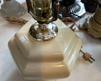 1960's Mid-Century Modern Glazed Cream Color Ceramic Table Lamp