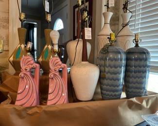 Over 100 of Antique, Vintage, and Mid-Century Modern Lamps in various shapes and styles
