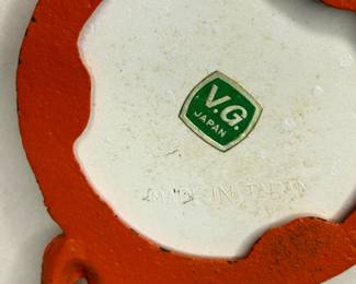 Vintage V.G. Cast Iron Orange Fork & Spoon, Porcelain Center Made in Japan