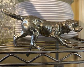 Silver-Plated Metal Dog Statue by Mauro Manetti for Lega Peltro MCM Handicraft Dimensions: Height: 3.15 in (80 mm)Depth: 1.58 in (40 mm)Length: 8.27 in (210 mm)
Style: Early Victorian
Place of Origin: Italy