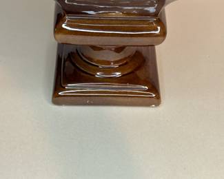 Vintage 1970s Brown Ceramic Glazed Tall Planter
wear due for a piece this age, chips in the rim, no cracks. See photos for details.
Dimensions: Approximately 6" Height x 6.5" Top Square x 4" Bottom Square
Weight: 2 Pounds
