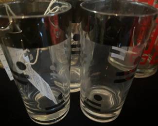 MCM Dorothy Tharp Set of 3 Silver Rimmed Cocktail Glasses