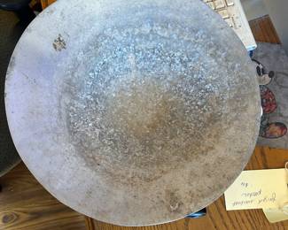 Antique Primitive Metal Pewter Crude Handmade Food Bowl Plate Vtg