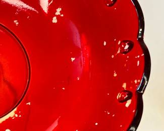 Vintage 1950s Pedestal Ruby Red Teardrop Glass Bowl
The 1950s Ruby Red Indiana Glass ~ Teardrop Compote Dessert Pedestal Bowl. This bowl has beautiful details, a scalloped rim, and a teardrop design. There are no chips or cracks. The ruby red color wasn't baked into the glass; they found it cheaper to apply the paint, so the inside is a delicate surface. With small imperfections, this is a beautiful bowl to display as a centerpiece in your home.
This dish was purchased new in the 1950s and remained with the original owner. She is downsizing and is now available for purchase.
Disclosures: This case is in good condition with signs of wear, including fading of the red inside the bowl. There are NO chips or scratches in the glass. See pictures for details.
Dimensions: 7.5" Height x 7.5" Top Circumference x 4.5" Bottom Circumference