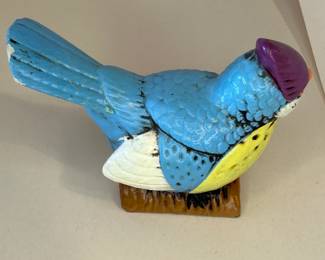 Vintage Norleans Blue Bird with Original Branding Sticker on Bottom - Good Condition
This piece was purchased new in the 1960s and remained with the original owner. She is downsizing and is now available for purchase.
This Vintage Norleans Japan figurine of a colorful blue bird features an orange beak, a yellow chest, and a purple plume.
Dimensions: 6.25" Long x 4.5" High x 2.75" Deep (NOTE all measurements approximate given the shape of the figurine.)
Disclosures: Some chipping is present - see photos for detailed images.