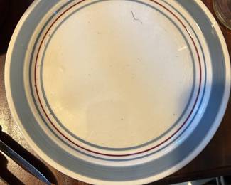 Vintage INTERNATIONAL PARALLEL STONEWARE Salad PLATE 30083 BLUE GRAY RIM