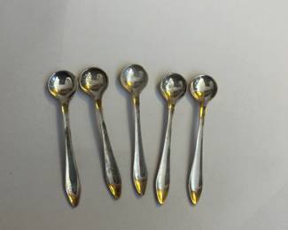 VINTAGE GODINGER STERLING SILVER SALT CELLAR SPOON, W. GERMANY Set of 5 with Mark