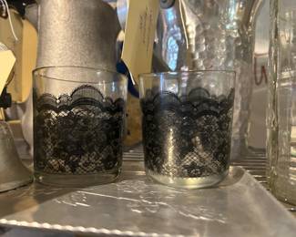 MCM Black Lace Highball Glasses 1970s
