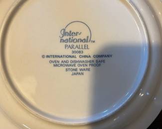 Vintage INTERNATIONAL PARALLEL STONEWARE Salad PLATE 30083 BLUE GRAY RIM