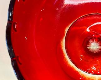 Vintage 1950s Pedestal Ruby Red Teardrop Glass Bowl
The 1950s Ruby Red Indiana Glass ~ Teardrop Compote Dessert Pedestal Bowl. This bowl has beautiful details, a scalloped rim, and a teardrop design. There are no chips or cracks. The ruby red color wasn't baked into the glass; they found it cheaper to apply the paint, so the inside is a delicate surface. With small imperfections, this is a beautiful bowl to display as a centerpiece in your home.
This dish was purchased new in the 1950s and remained with the original owner. She is downsizing and is now available for purchase.
Disclosures: This case is in good condition with signs of wear, including fading of the red inside the bowl. There are NO chips or scratches in the glass. See pictures for details.
Dimensions: 7.5" Height x 7.5" Top Circumference x 4.5" Bottom Circumference