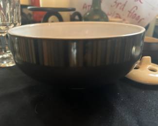 Denby Black Jet Striped Bowl Discontinued England Pasta Soup Cereal Ice Cream
