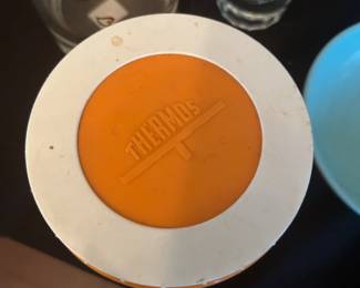 2-Pc. Very Clean Vintage THERMOS #1155 Insulated Ribbed Jar Orange+Creme/Wht - 2 Available