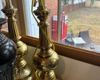 Set of 4 Brass Lamps with push button switch