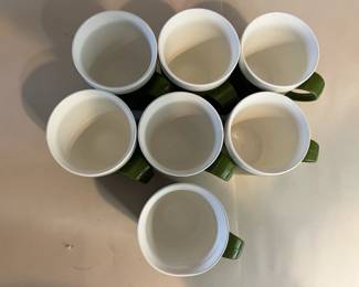 Set of 5 David Douglas Coffee Mugs Avacado with White Trim
