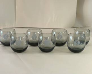 Vintage Mid-Century Modern 1970s Falcons Set of 7 Smoke Gray Tumblers
Each team had a set of lowball cocktail glasses commissioned by the NFL sometime in the 1970s. They are generous 10oz bowls of clear smokey grey blown glass. Each glass is printed in a monochrome tone with both the official NFL logo on one side and the Atlanta Falcons helmet on the other.
Dimensions: Top Circumference 3” x Bottom Circumference 1.5” x Height 3.25”
This set was purchased new and remained with the original owner. She is downsizing and is now available for purchase.
Disclosures: This set is in excellent condition with normal signs of wear for glasses of this age. (Please see the pictures for details.)