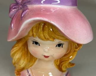 Vintage Lady Head Vase/Planter Inarco E-2520 - Girl with Red Hair and Pink Outfit with Purple Accents
This piece was purchased new in the 1960s and remained with the original owner. She is downsizing and is now available for purchase.
Disclosures: This piece is in good structural condition with two repaired cracks. (Please see the pictures for details.)
Dimensions: 6.5" Height x 5" Width x 4.5" Depth
Weight: 9 Ounces