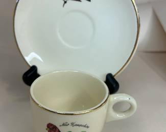 Vintage New Hampshire Cup and Saucer in Perfect Condition
This set was purchased new in the 1960s and remained with the original owner. She is downsizing and is now available for purchase.
Disclosures: This set is in excellent condition with no signs of wear. (Please see the pictures for details.)
Dimensions:
Cup - Top Cir 2.5" Bottom Cirm 1.25" x 2.5" Height
Saucer - .75" High x 5" top Cir x 2" bottom cir