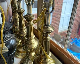 Set of 4 Brass Lamps with push button switch