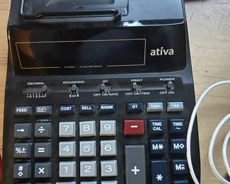 Vintage Adding Machine
Ativa AT-P6000 Desktop Printing Calculator, four numbers Numeric memory capacity, 16 Number of functions, 4.8 lps Maximum print speed, 2.25 inches Paper width, Black Red Ink color, Ribbon Print head type, Large key size, AC Power source, 1 Number of lines in display, 14 Number of characters per line, Item counter, Double zero key, Tax functions, Manufactured by Canon (AT P6000 ATP6000)
SKU: ATP6000
Brand: Ativa