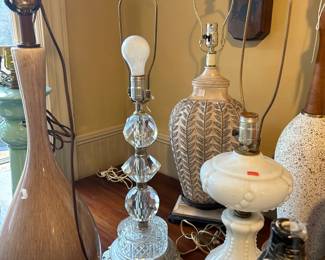 1960s to 1970s faceted glass lamp on a brass base in an Italian style
