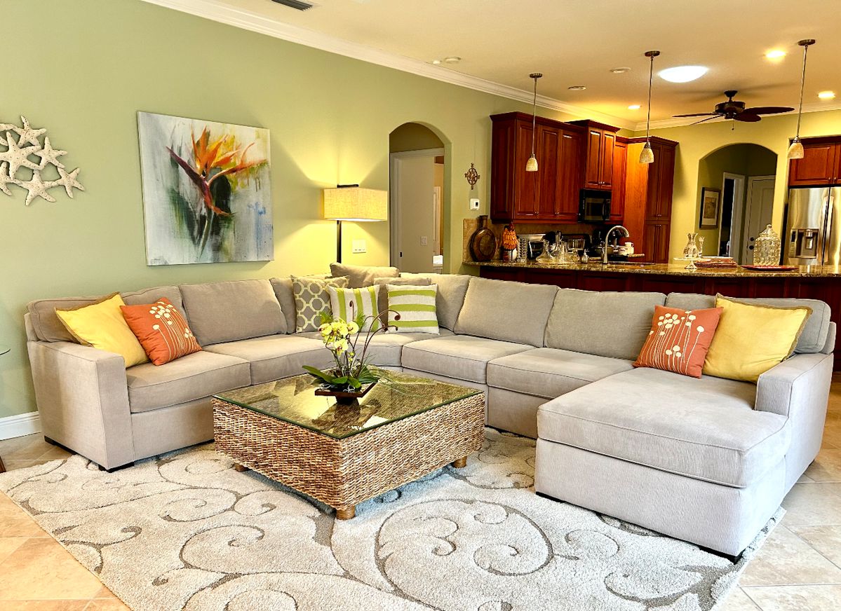 Jonathan Louis  Sectional, Seagrass Coffee Table