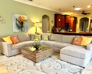 Jonathan Louis  Sectional, Seagrass Coffee Table