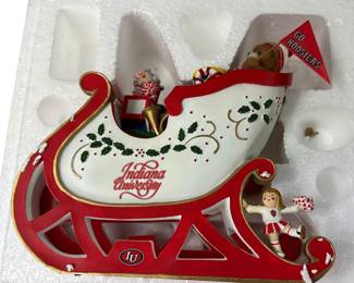 IU Indiana University: Christmas Sleigh Figure Decoration in Original Box