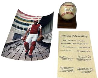 Cincinnati Reds: Johnny Bench Signed Baseball + COA + Photograph Collector's Den Baseball