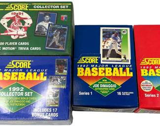 SCORE Major League Baseball 1991 & 1992 Collector Sets + 1992 Player Cards Series 1 & 2