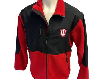 IU Indiana University: Licensed Red Black Fleece Front Zip Embroidered