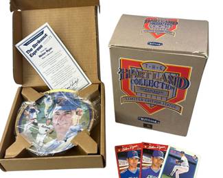 Nolan Ryan Bundle LOT Hartland Figure in Box + Hamilton Collector Plate + Loose Cards