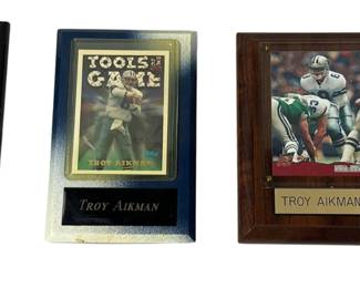 Dallas Cowboys: Troy Aikman 3 Mounted Trading Cards on Plaques + 1 Topps Pro Set Top Gun