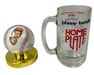 Cincinnati Reds: Johnny Bench's Home Plate Restaurant Glass Beer Mug 1976 World Champions + Hall of Fame