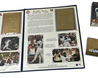 Danbury Mint Metallic Gold Homerun Record Breakers Sammy Sosa Mark McGwire in Folio + Breaking History