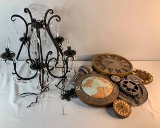 Steampunk Resin Clock & Black Chandelier