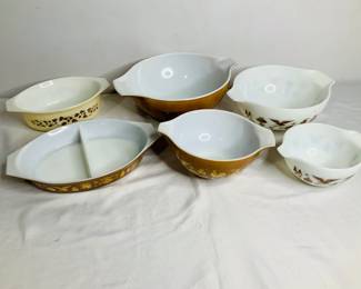 Pyrex Early American and Gold Acorn