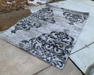 Gray and White Shag Rug