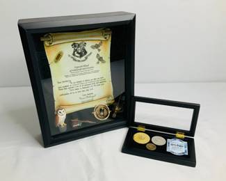 Hogwarts Letter of Acceptance and Noble Collection Coins