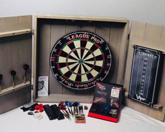 Dartboard Cabinet, Viper Dartboard, Steel Tip Darts, & More