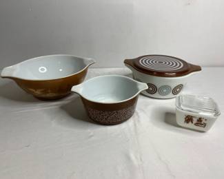 Pyrex Early American, Cosmopolitan, and Woodland