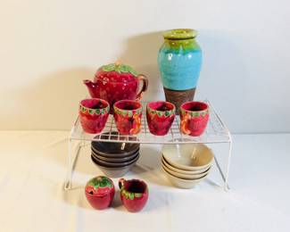 Strawberry Street Tea Set and Pampered Chef Bowls