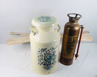 Antique Brass and Copper Fire Extinguisher
