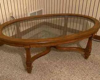 Glass Top Oval Coffee Table