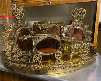 Vintage Amber Casket boxes, beautiful set