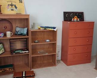 Bookshelves, Painted Chest