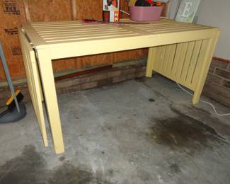 Large Teak Drop Leaf Garden Table With Umbrella Hole