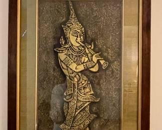 Set of 4 framed Thai Temple Rubbings