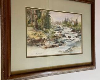 Framed Zoe Proctor watercolor artwork